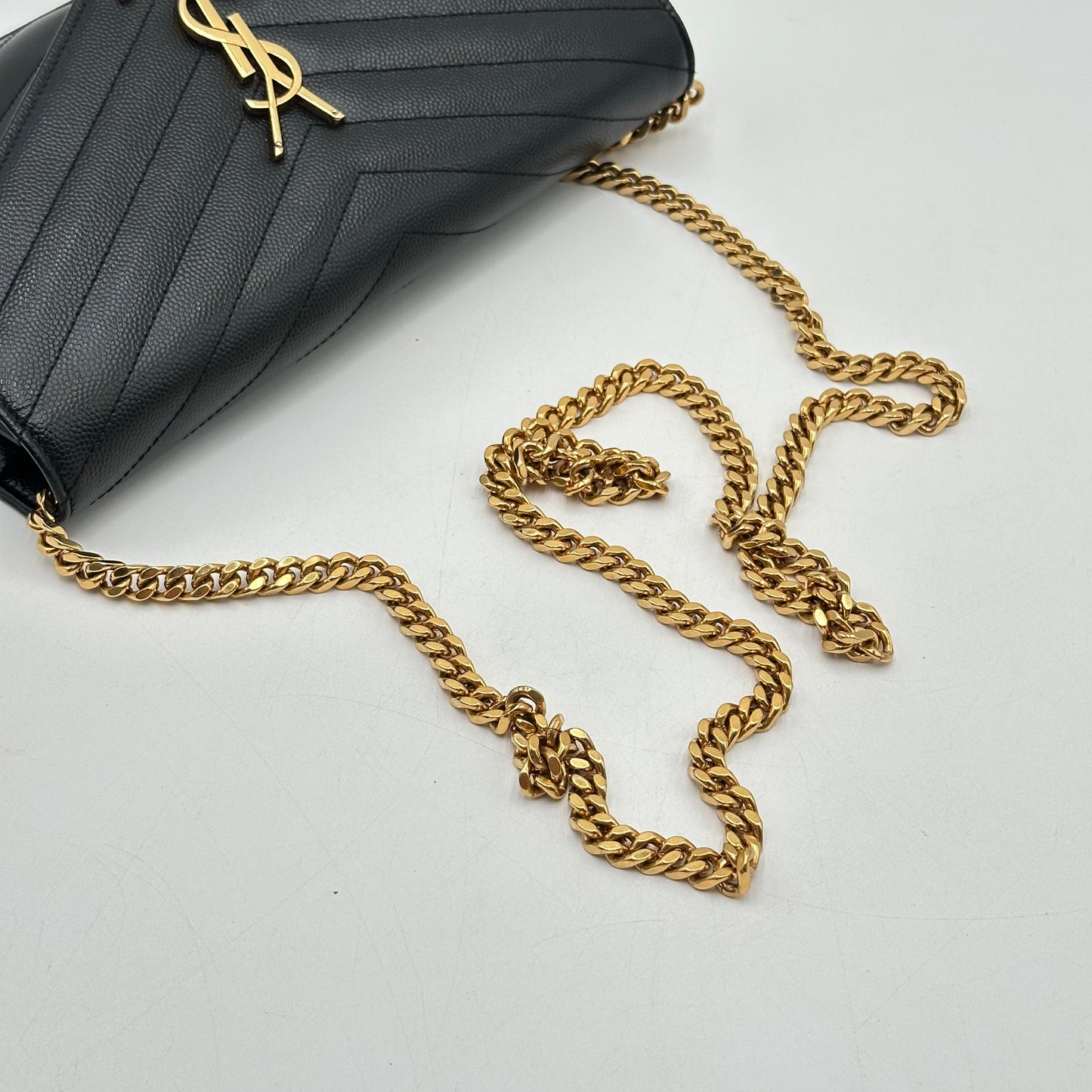 Authentic YSL Black Cassandre Envelope Chain Crossbody