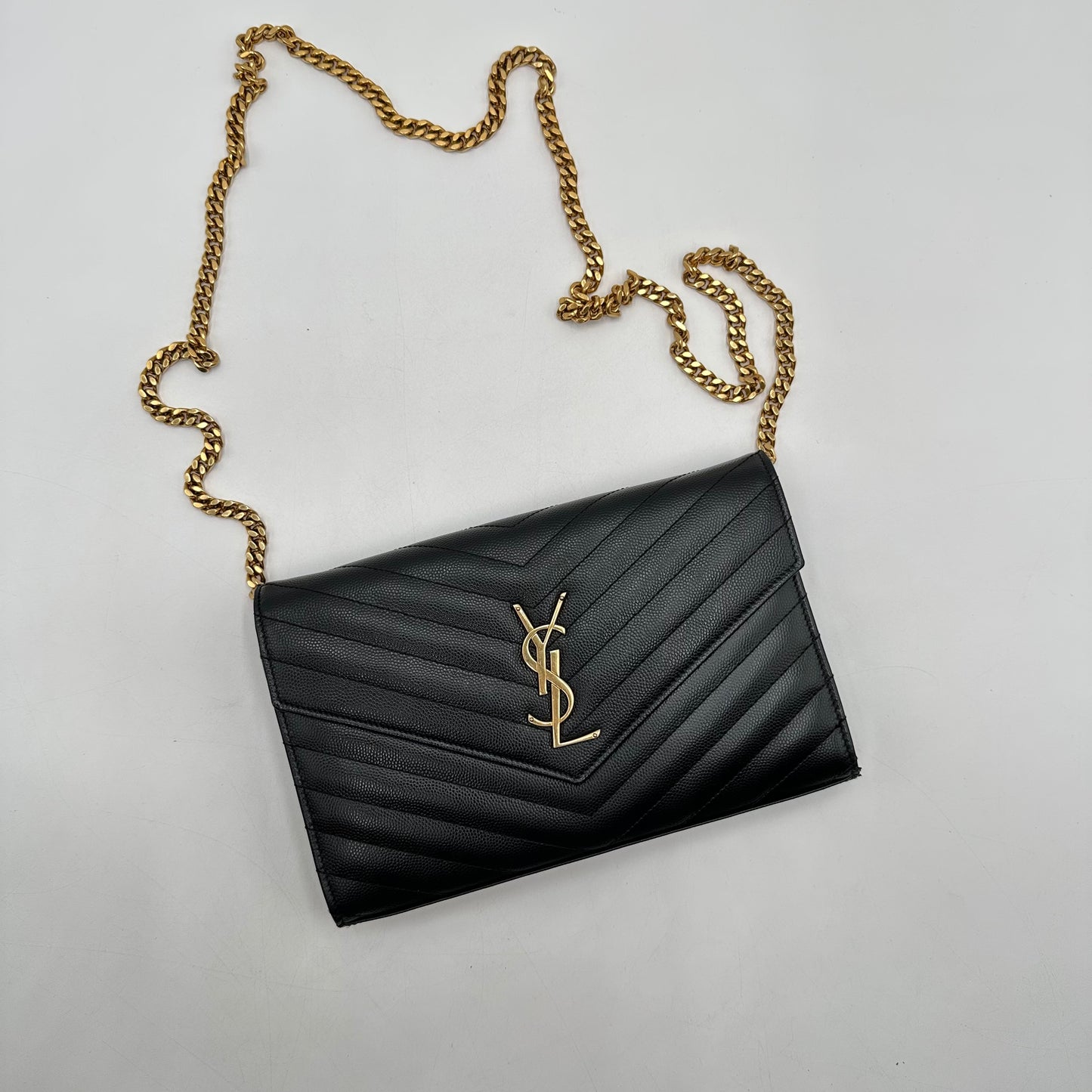Authentic YSL Black Cassandre Envelope Chain Crossbody