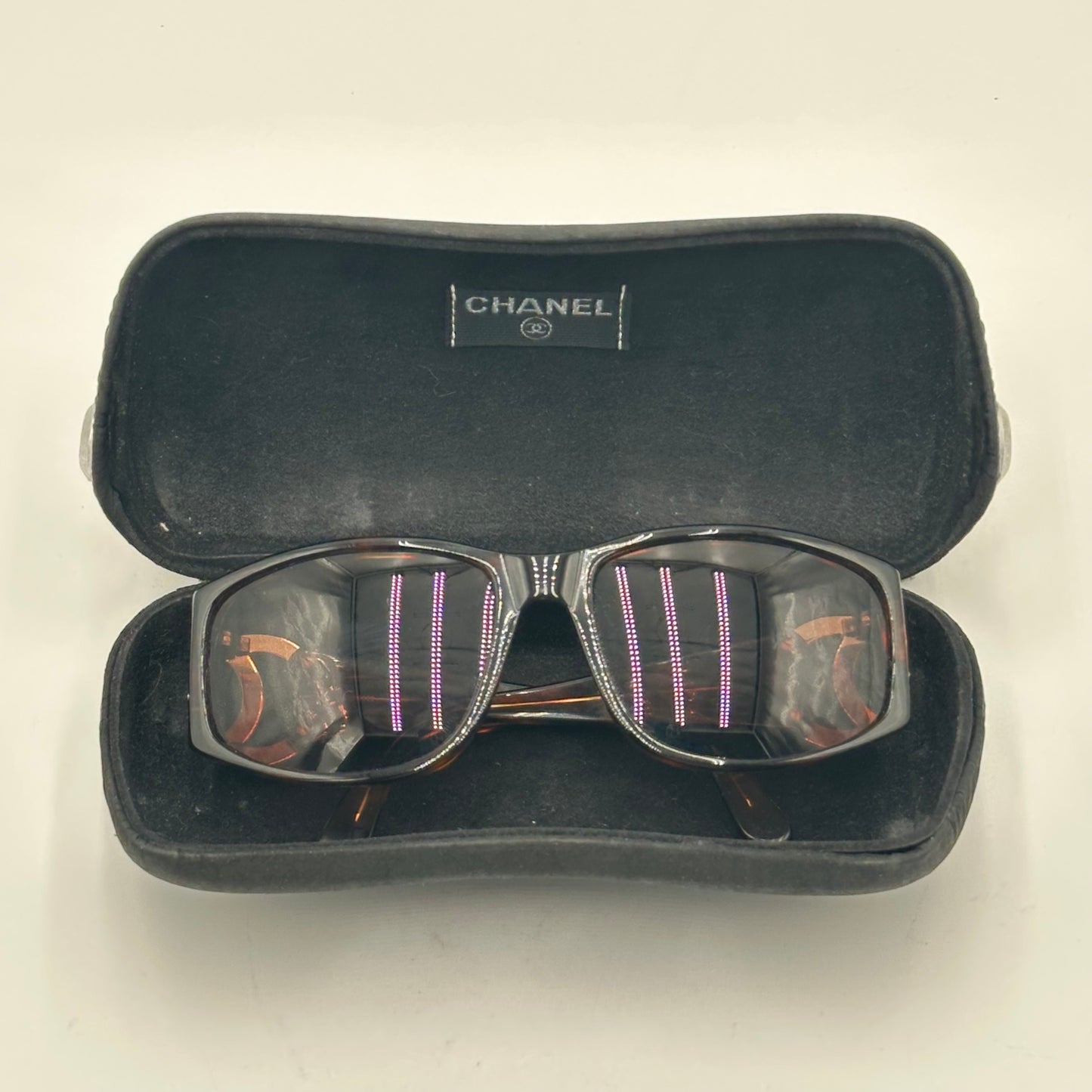 Authentic CHANEL CC Brown Tortoise Shell Sunglasses