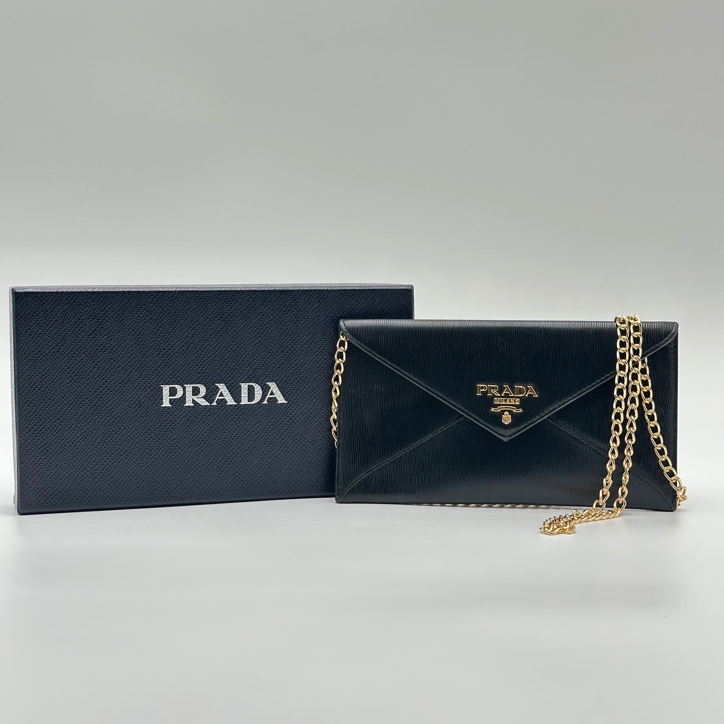 Authentic PRADA Black Saffiano Envelope Crossbody Wallet