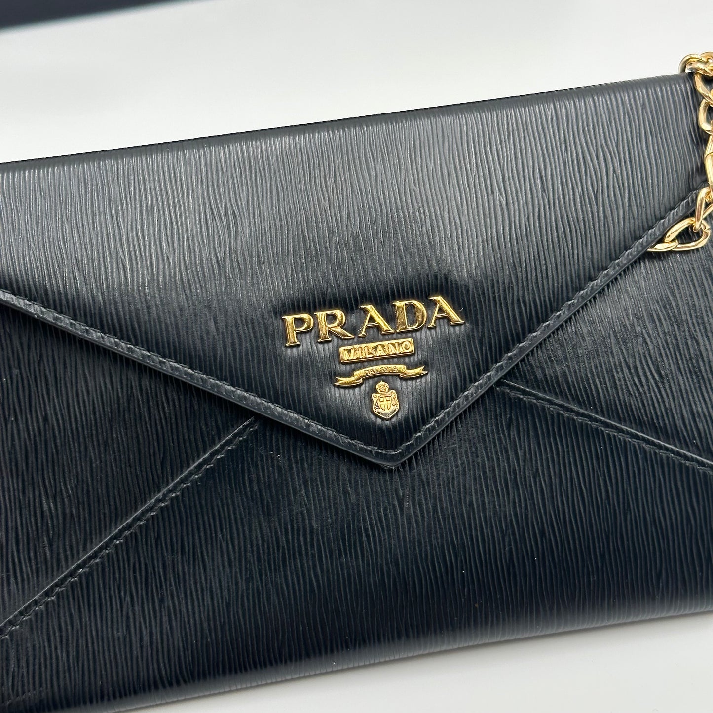 Authentic PRADA Black Saffiano Envelope Crossbody Wallet
