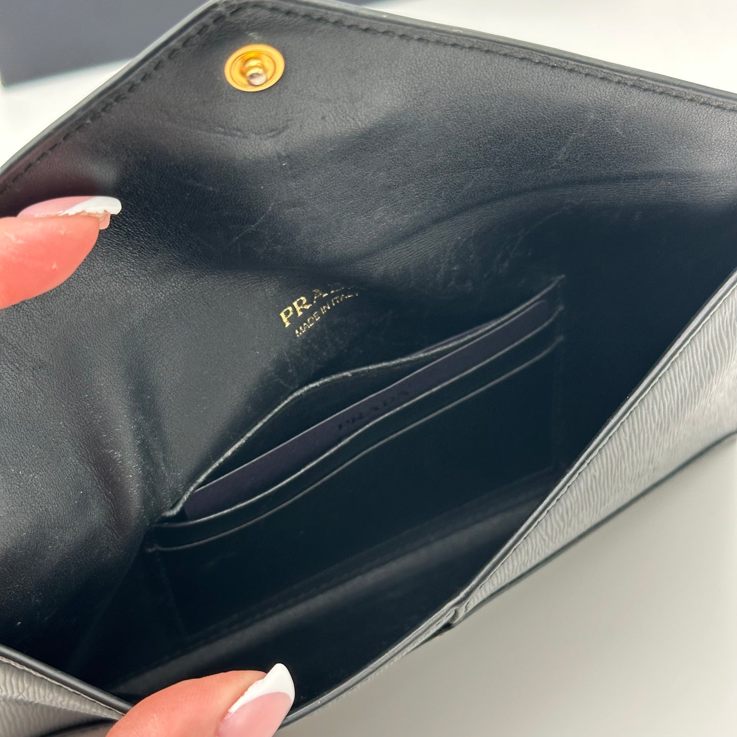 Authentic PRADA Black Saffiano Envelope Crossbody Wallet