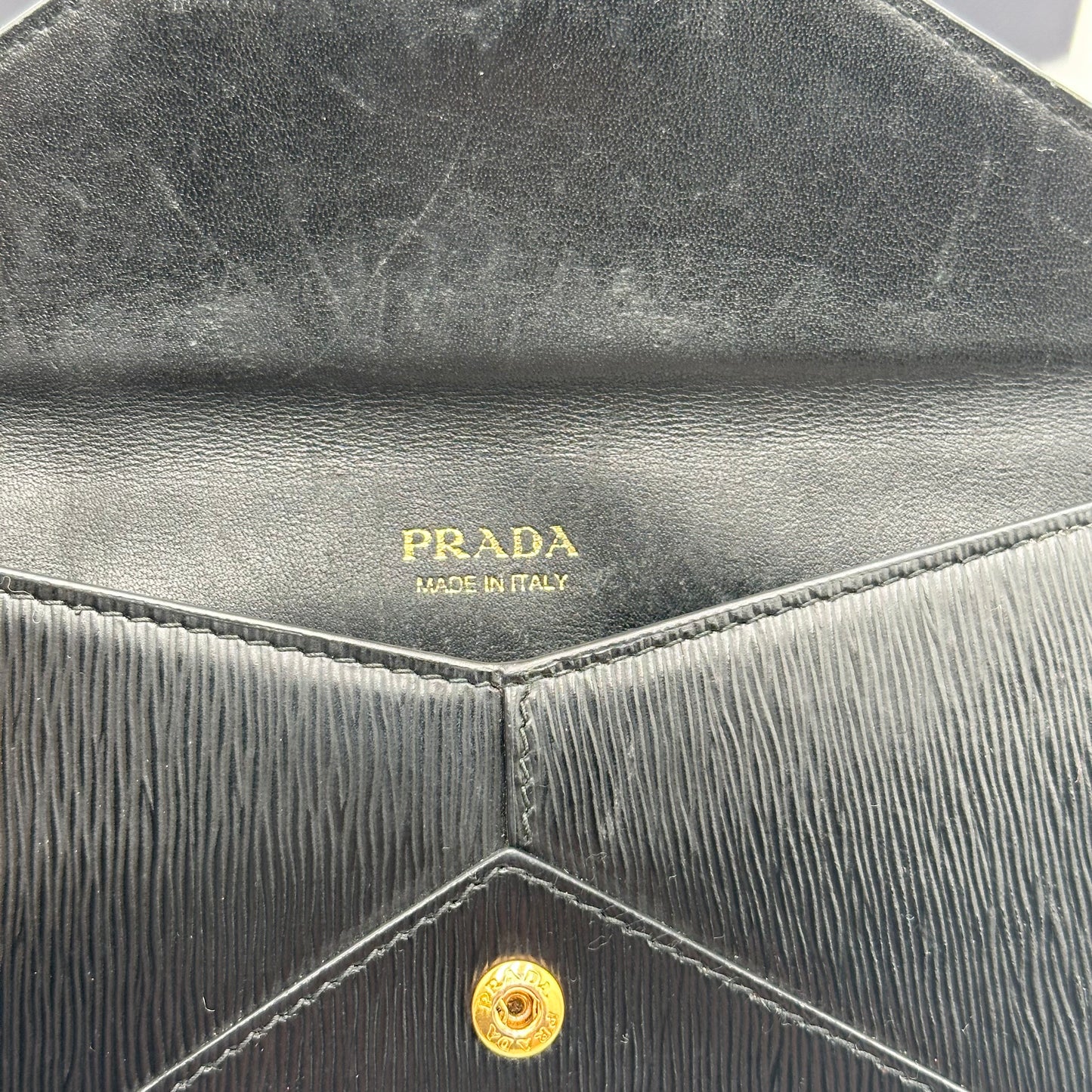 Authentic PRADA Black Saffiano Envelope Crossbody Wallet
