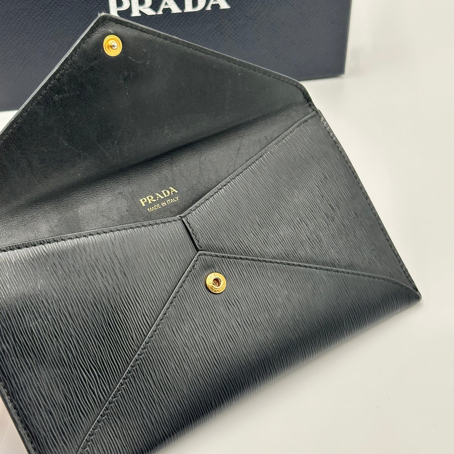 Authentic PRADA Black Saffiano Envelope Crossbody Wallet