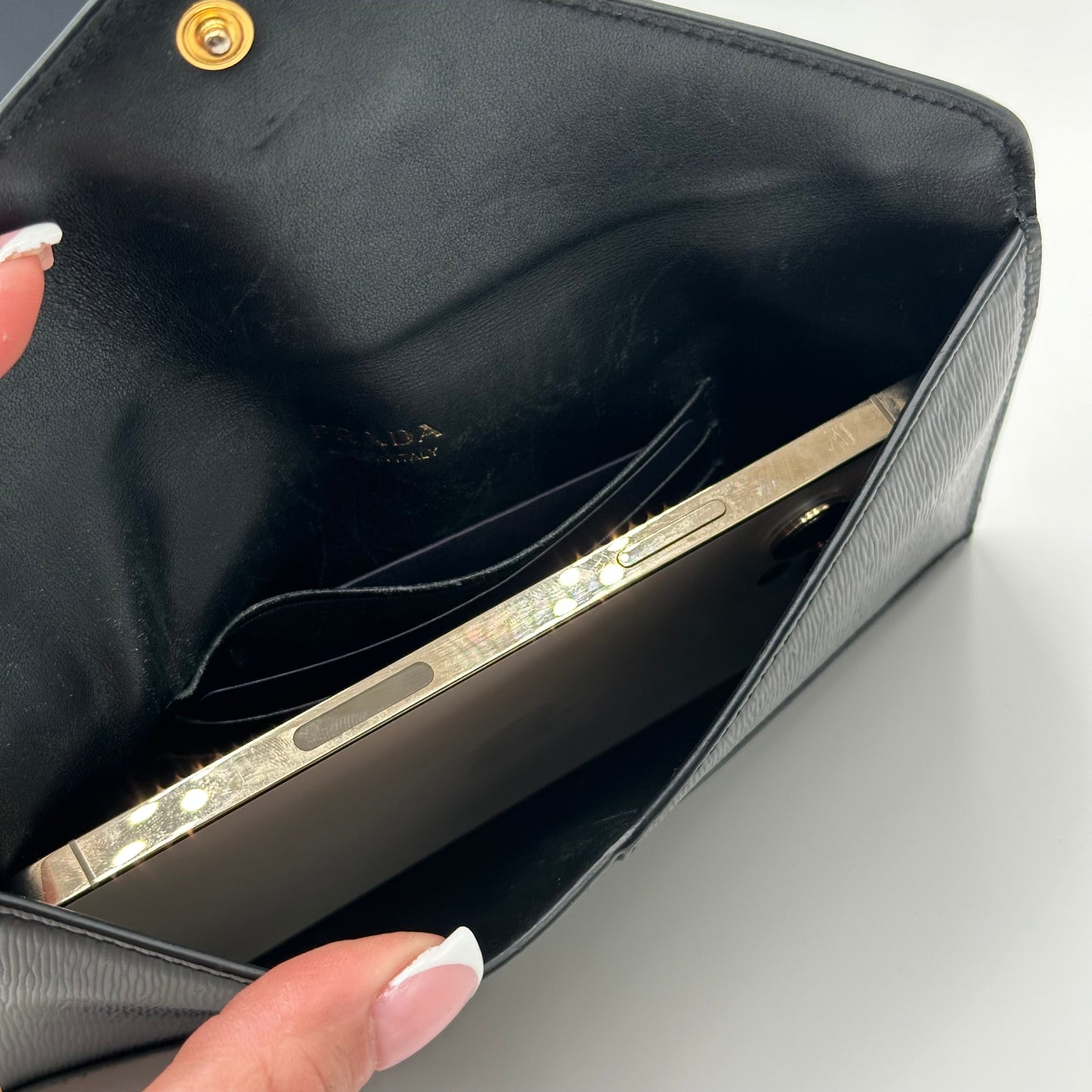 Authentic PRADA Black Saffiano Envelope Crossbody Wallet