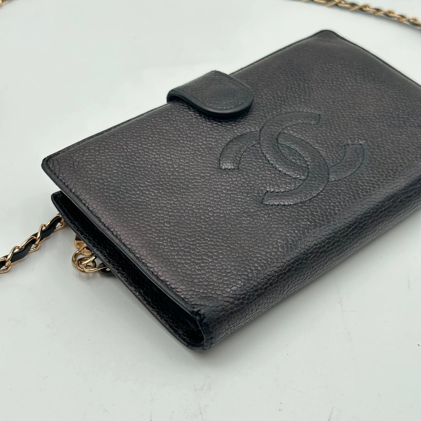 Authentic CHANEL Black Caviar Kisslock Wallet