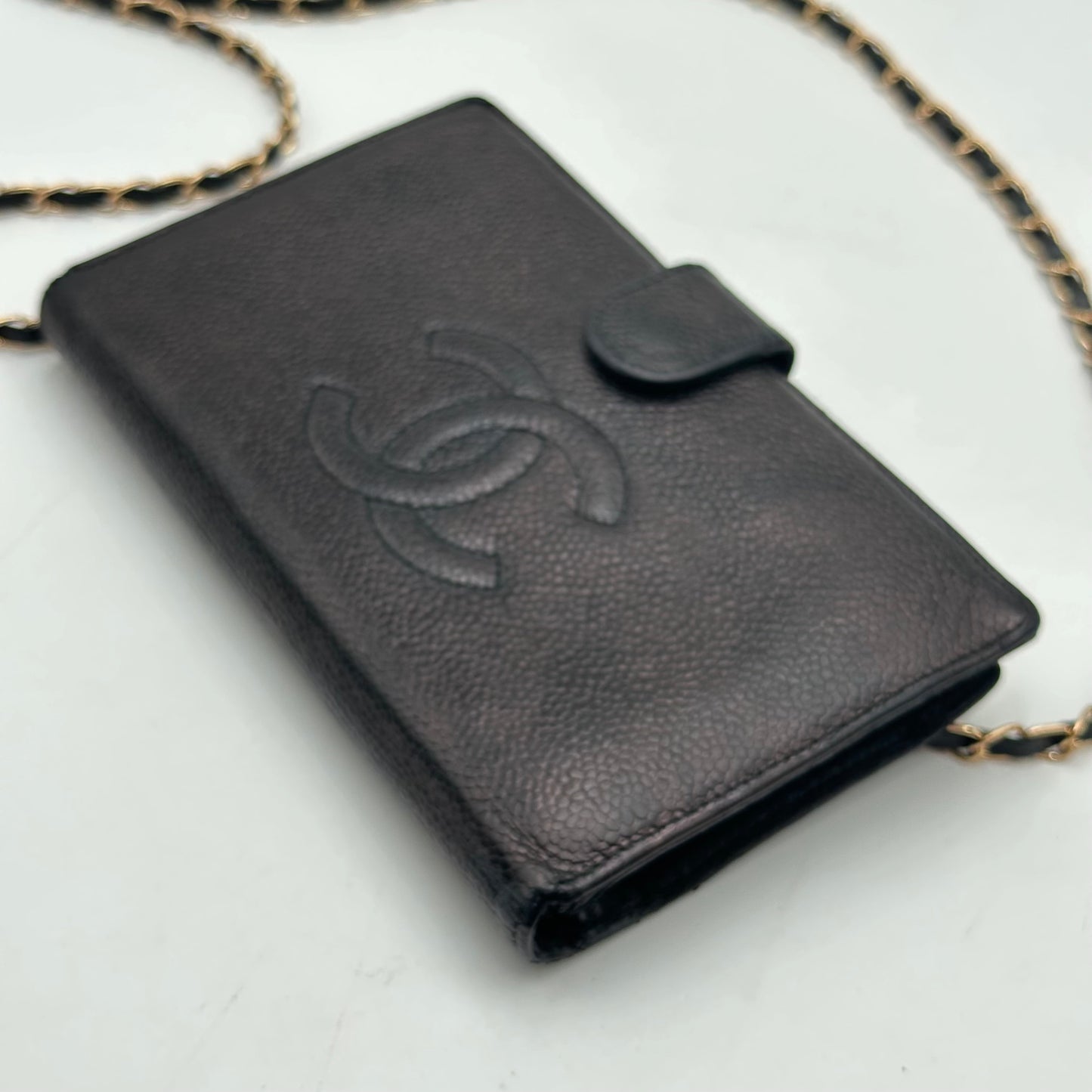 Authentic CHANEL Black Caviar Kisslock Wallet