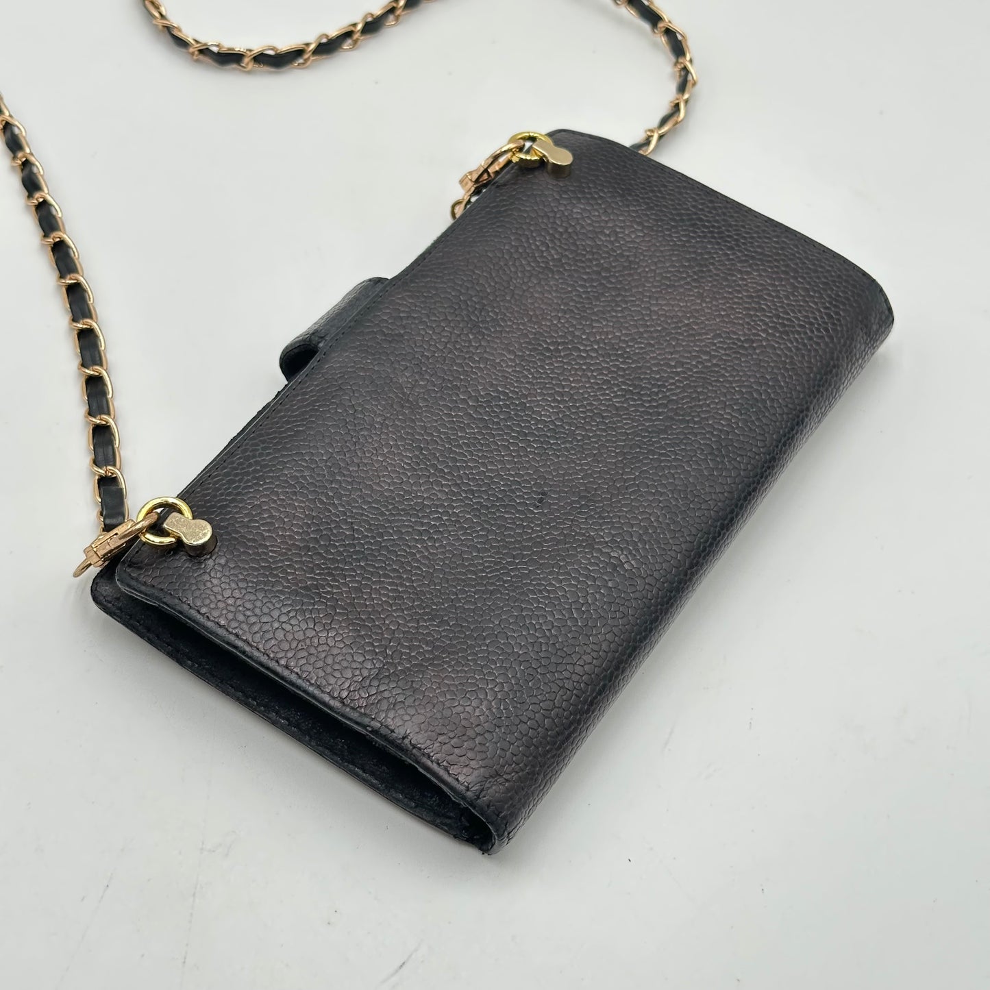 Authentic CHANEL Black Caviar Kisslock Wallet