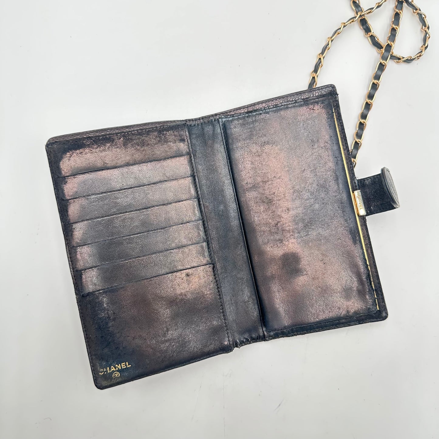 Authentic CHANEL Black Caviar Kisslock Wallet