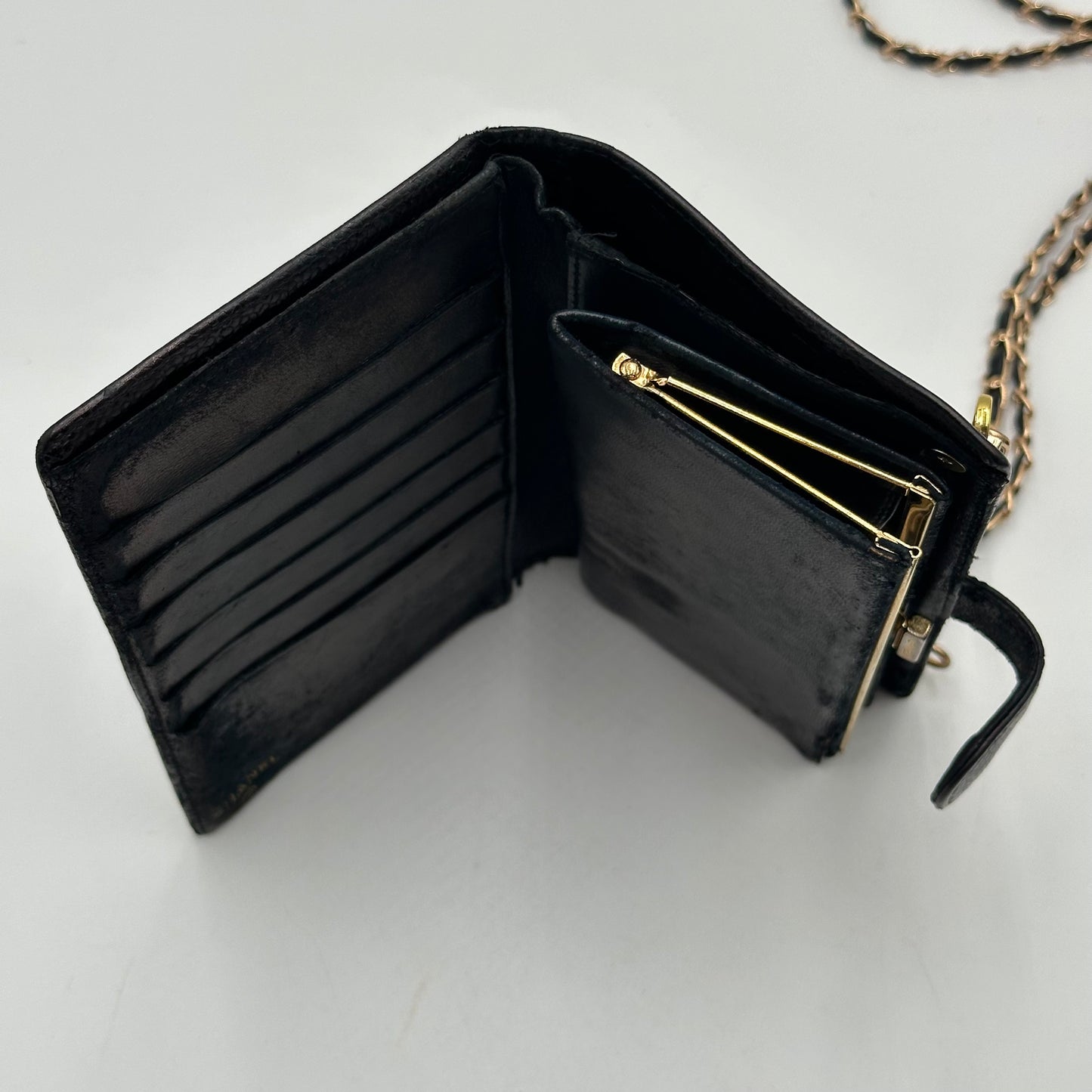 Authentic CHANEL Black Caviar Kisslock Wallet