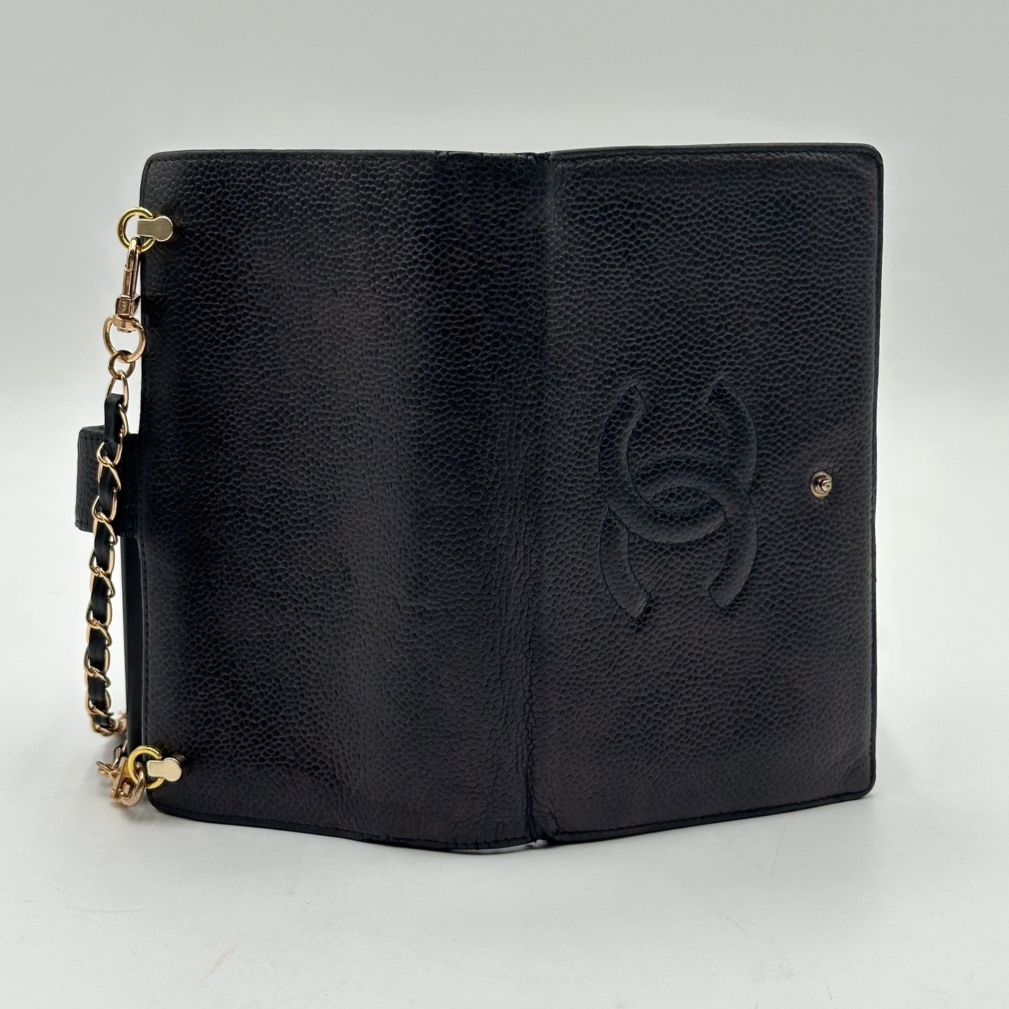 Authentic CHANEL Black Caviar Kisslock Wallet
