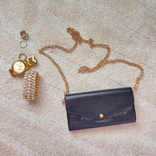 Authentic Louis Vuitton 2018 Empreinte Black Sarah Wallet Crossbody