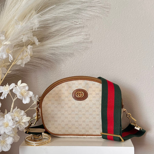 Authentic GUCCI White Micro GG Canvas Crossbody