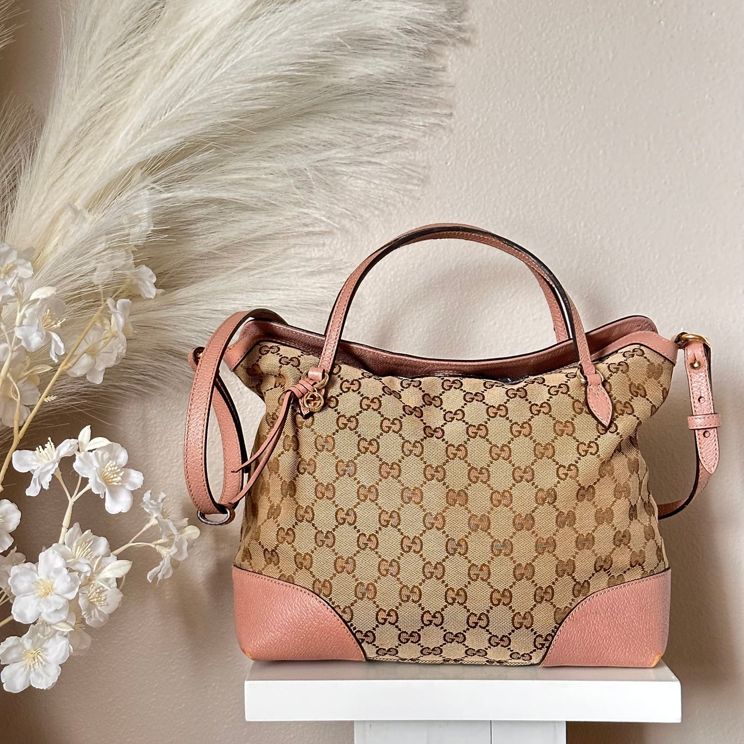 Authentic GUCCI GG Canvas Medium Bree Tote Crossbody