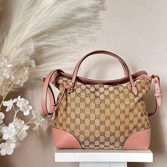 Authentic GUCCI GG Canvas Medium Bree Tote Crossbody