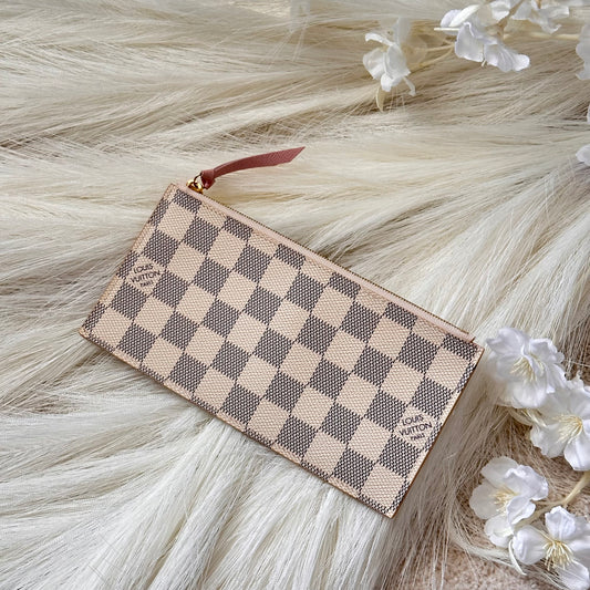 Authentic Louis Vuitton Damier Azur Rose Ballerine Felicie Zipper Wallet Insert