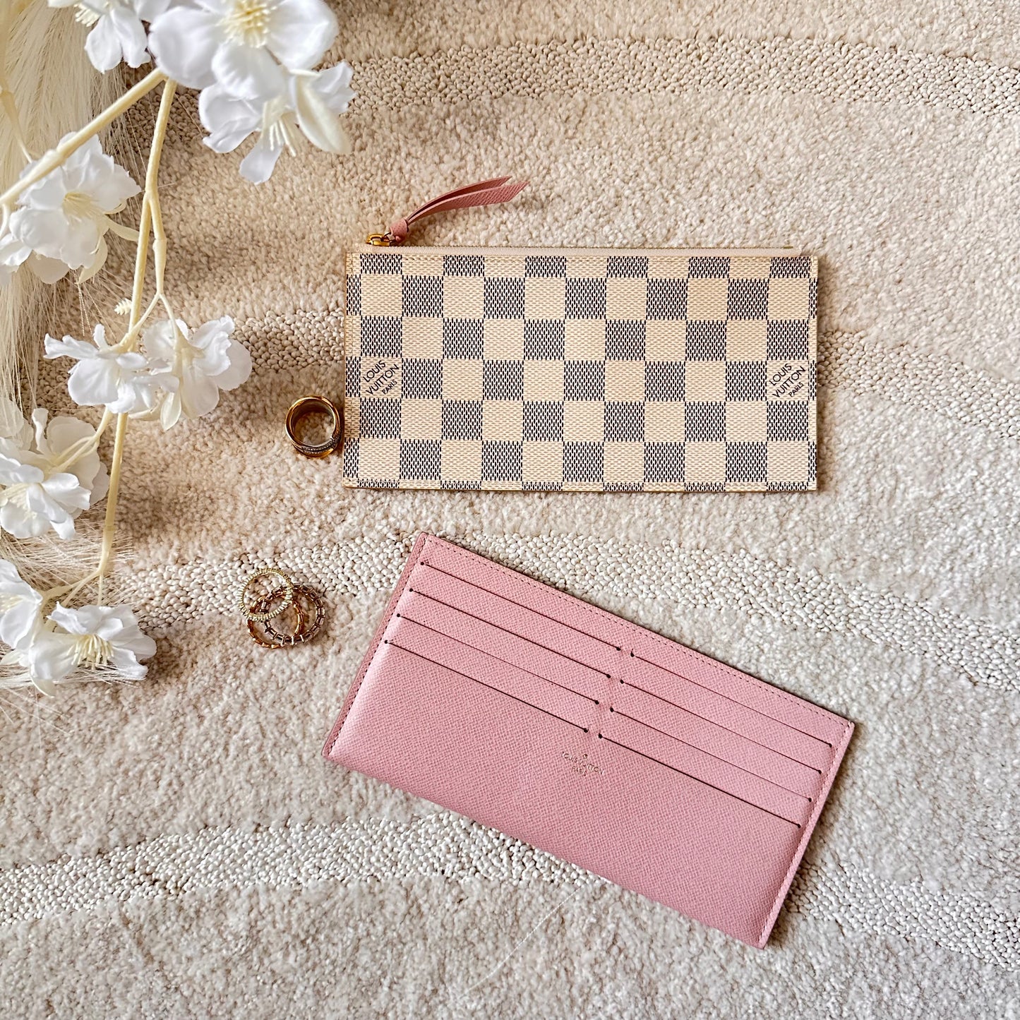 Authentic Louis Vuitton Damier Azur Rose Ballerine Felicie Inserts