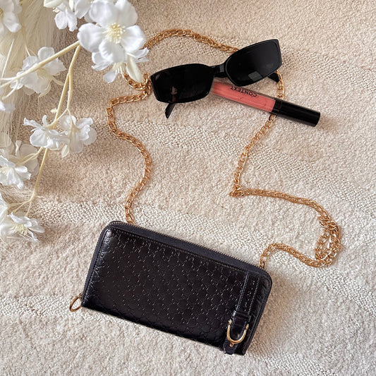 Authentic GUCCI Black Microguccisima Full Zipper Wallet Crossbody