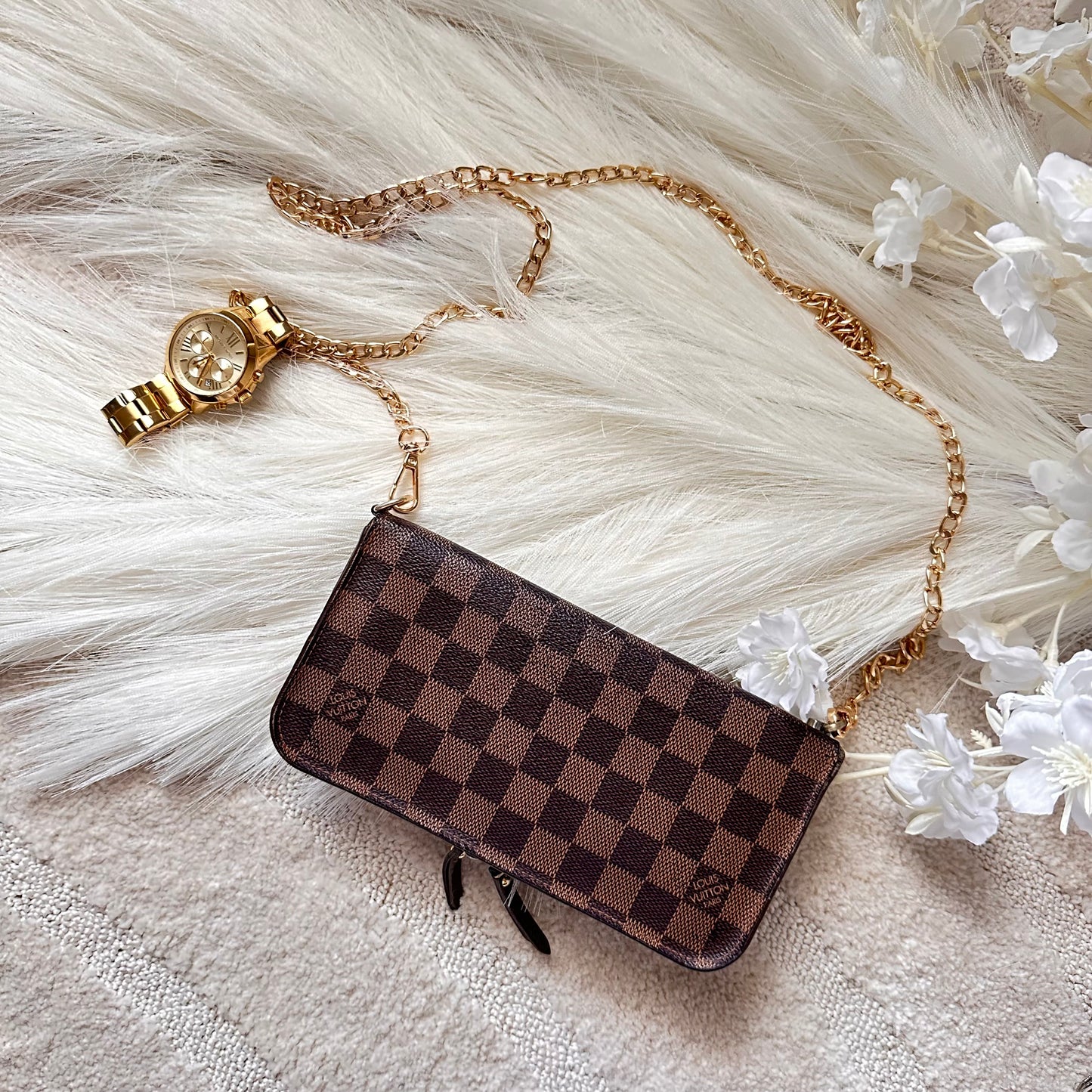 Authentic Louis Vuitton 2009 Damier Ebene Insolite Wallet Crossbody