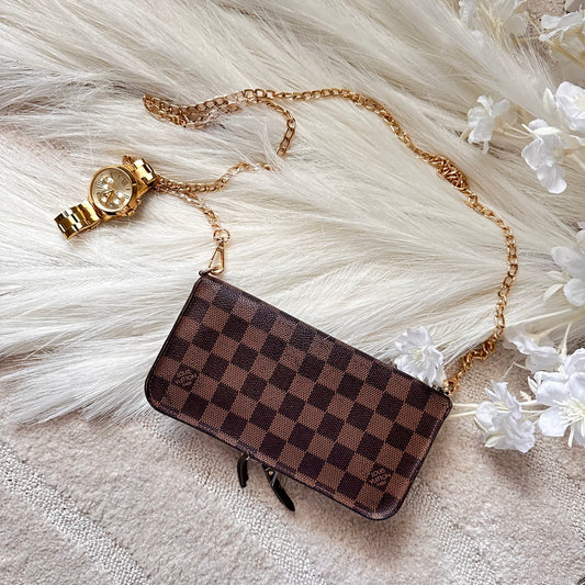 Authentic Louis Vuitton 2009 Damier Ebene Insolite Wallet Crossbody