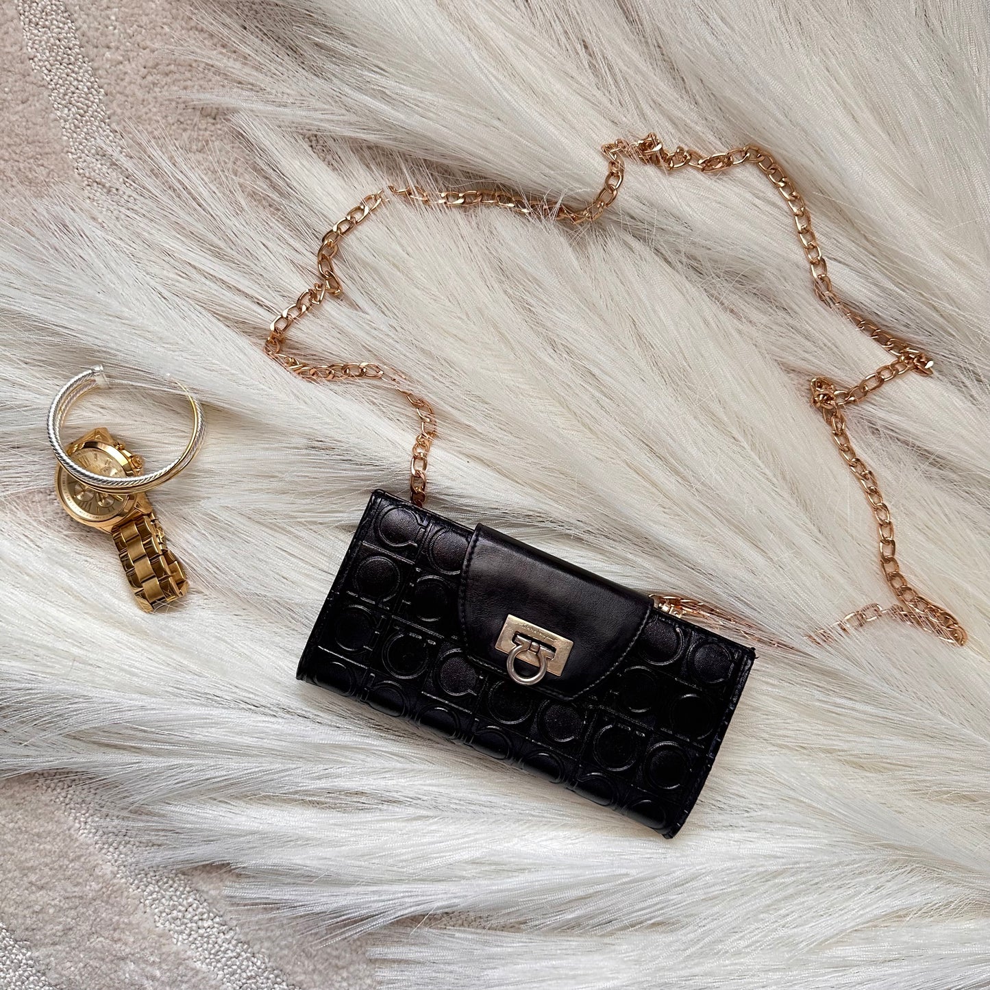 Authentic Ferragamo Black Snaplock Wallet Crossbody