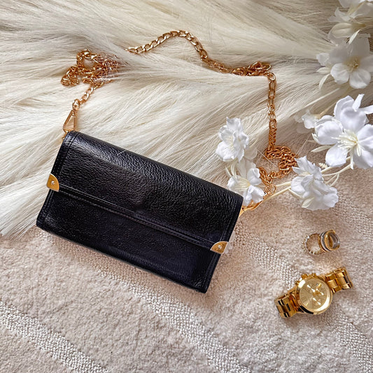 Authentic Louis Vuitton 2005 Suhali Black Trifold Wallet Crossbody