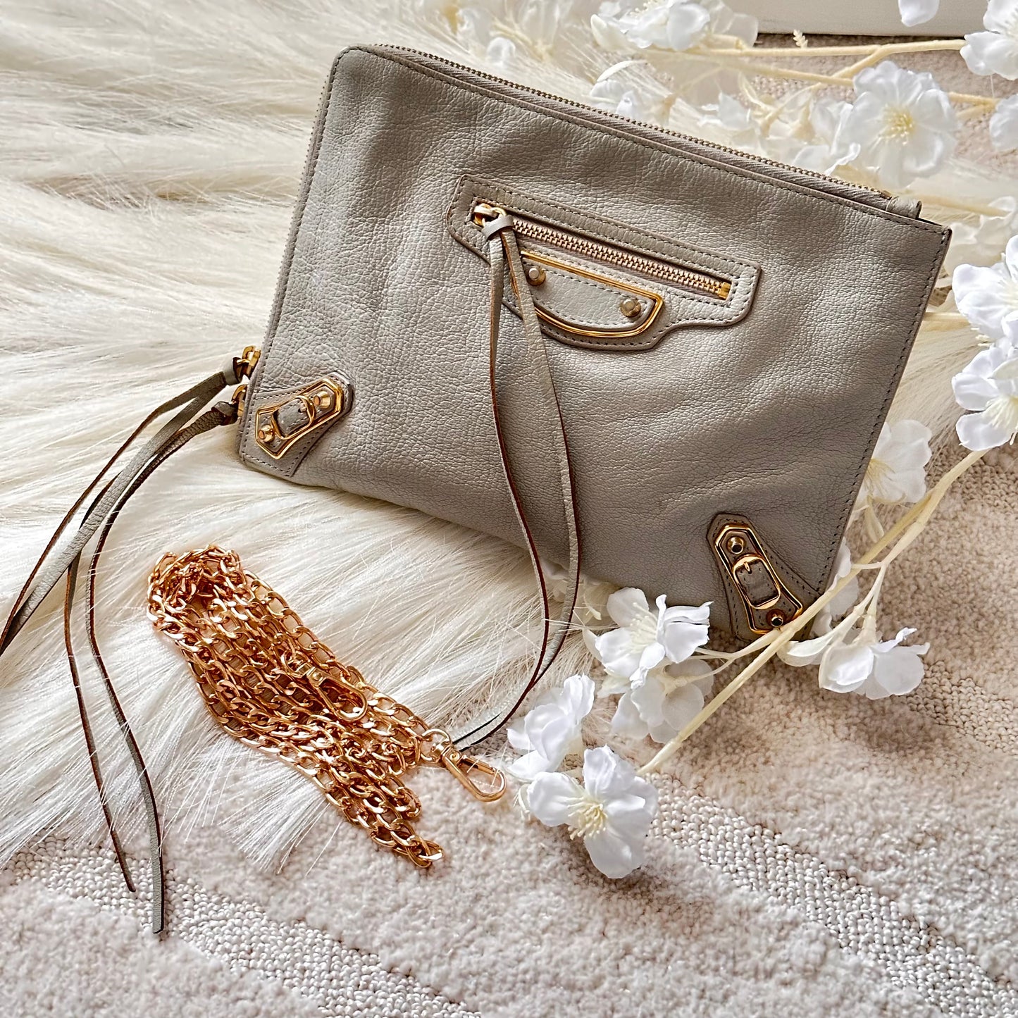 Authentic BALENCIAGA Motocross Classic Metallic Edge Flat Clutch Bag