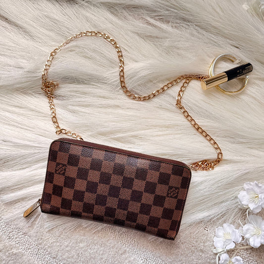 Authentic Louis Vuitton 2011 Damier Ebene Organizer Wallet Crossbody