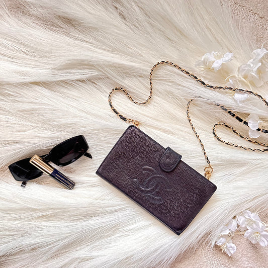 Authentic CHANEL Black Caviar Kisslock Wallet