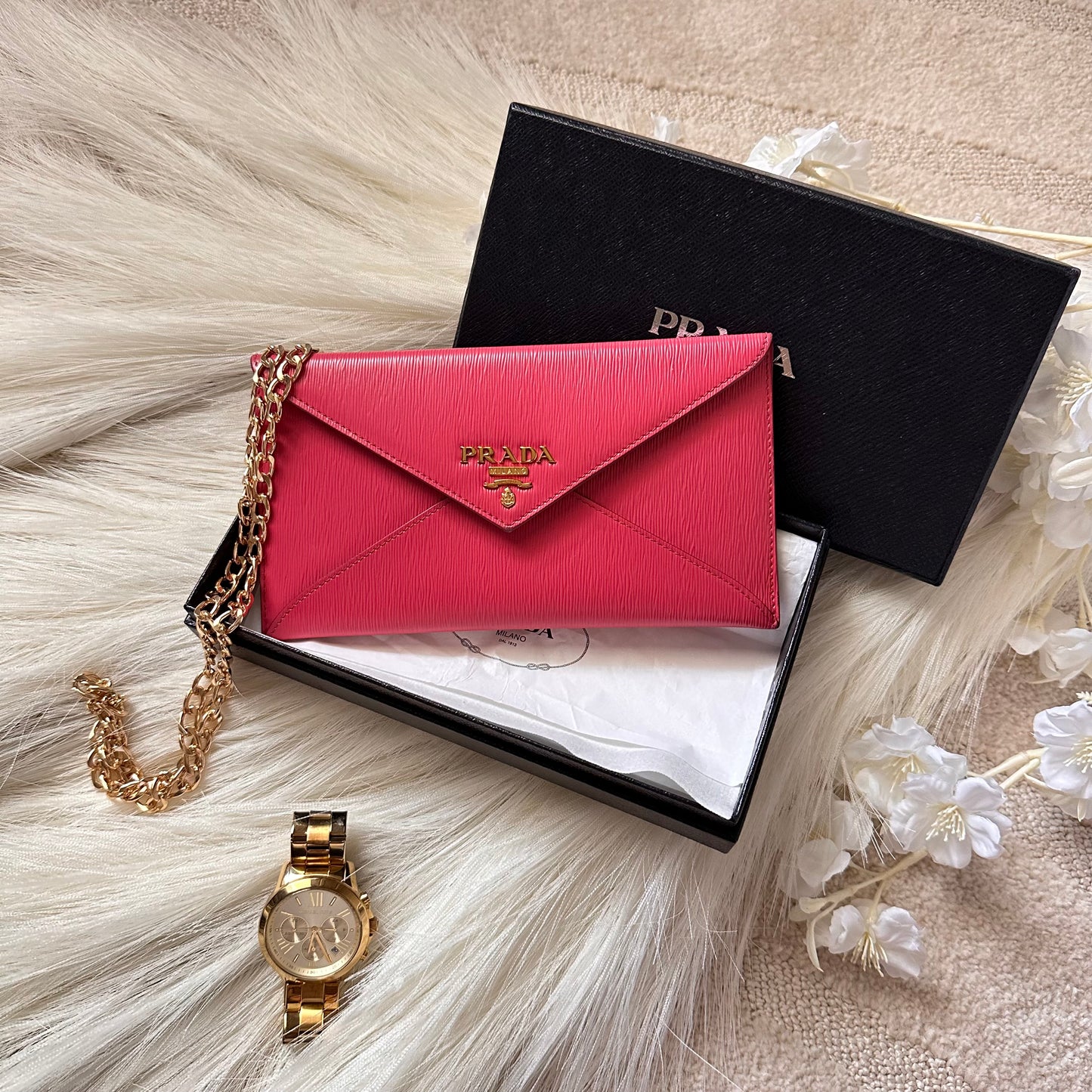 Authentic PRADA Fuchsia Envelope Wallet