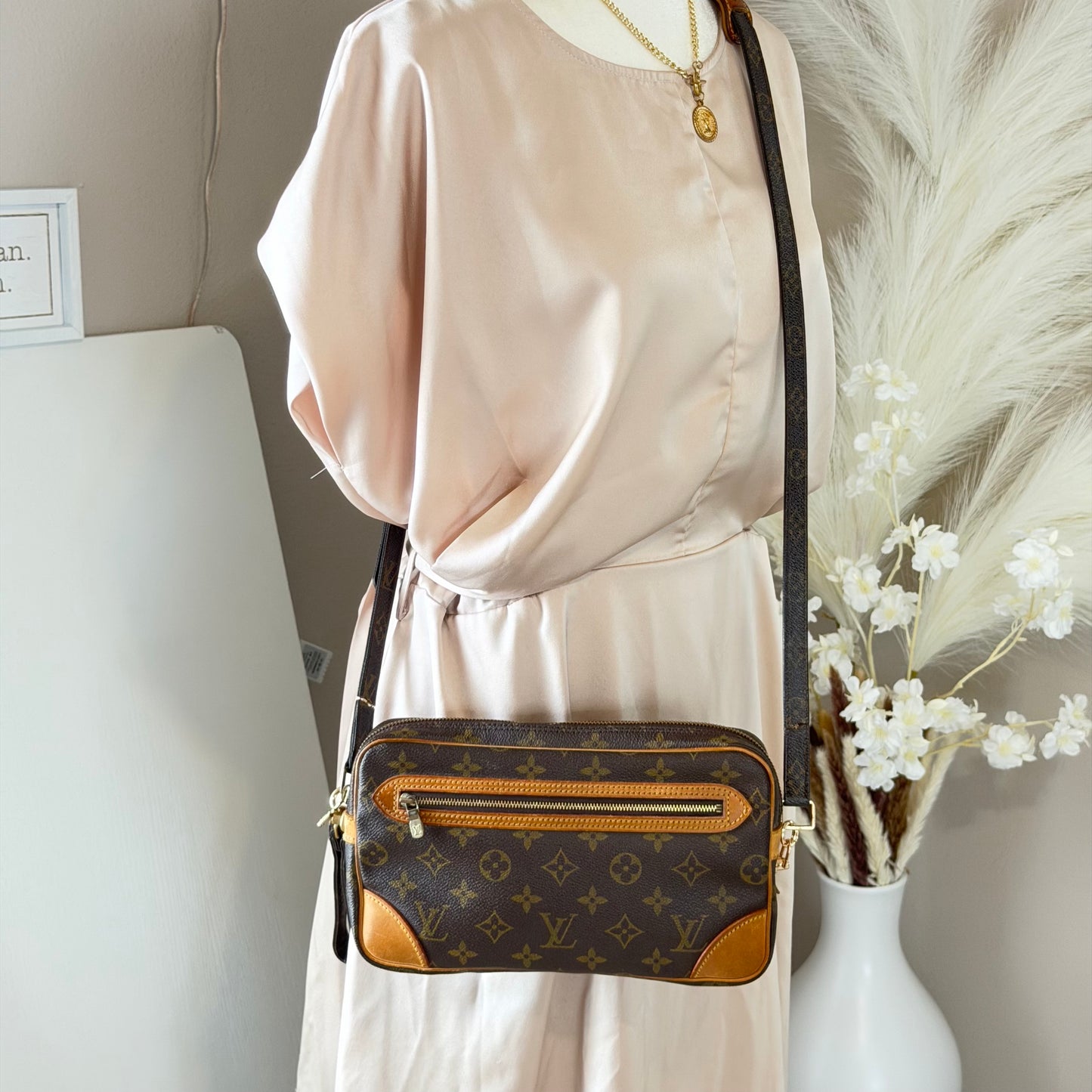 Authentic Louis Vuitton 1991 Monogram Marly Dragonne Crossbody