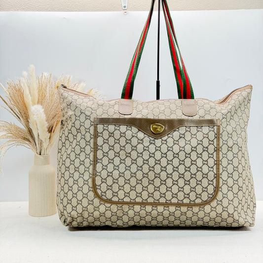Authentic GUCCI GG Plus Jumbo Brown Travel Tote