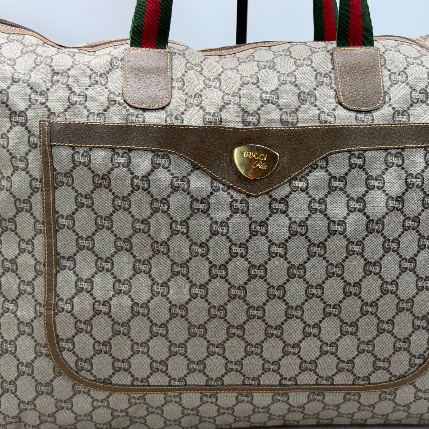 Authentic GUCCI GG Plus Jumbo Brown Travel Tote
