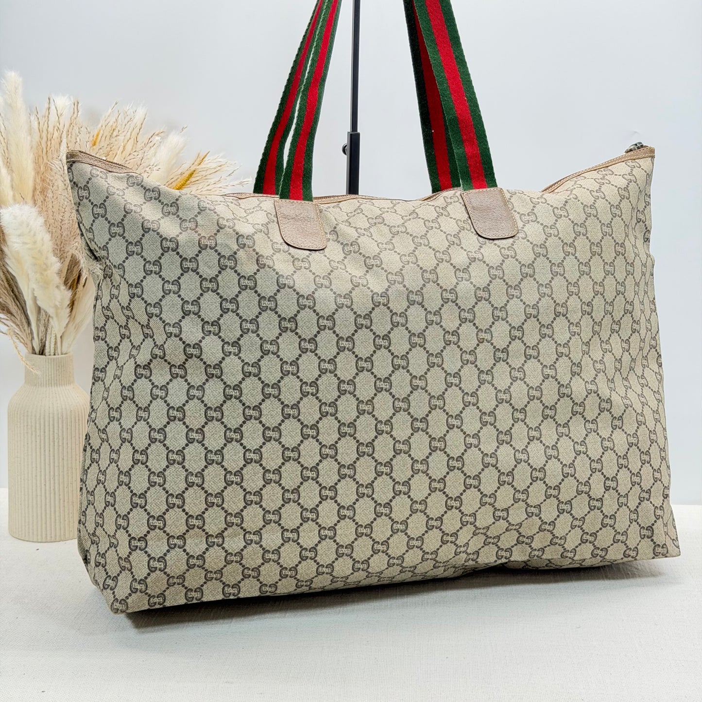 Authentic GUCCI GG Plus Jumbo Brown Travel Tote