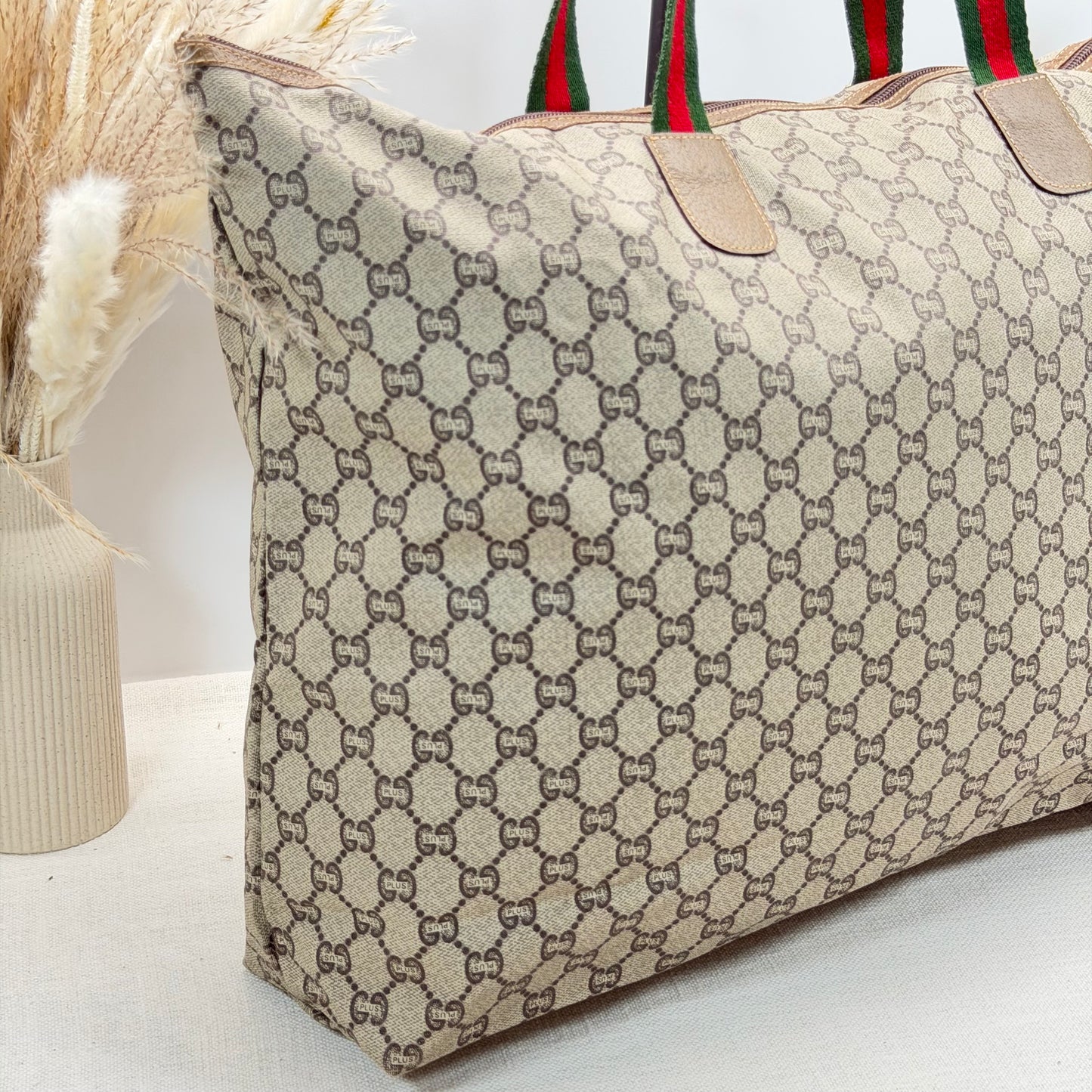 Authentic GUCCI GG Plus Jumbo Brown Travel Tote