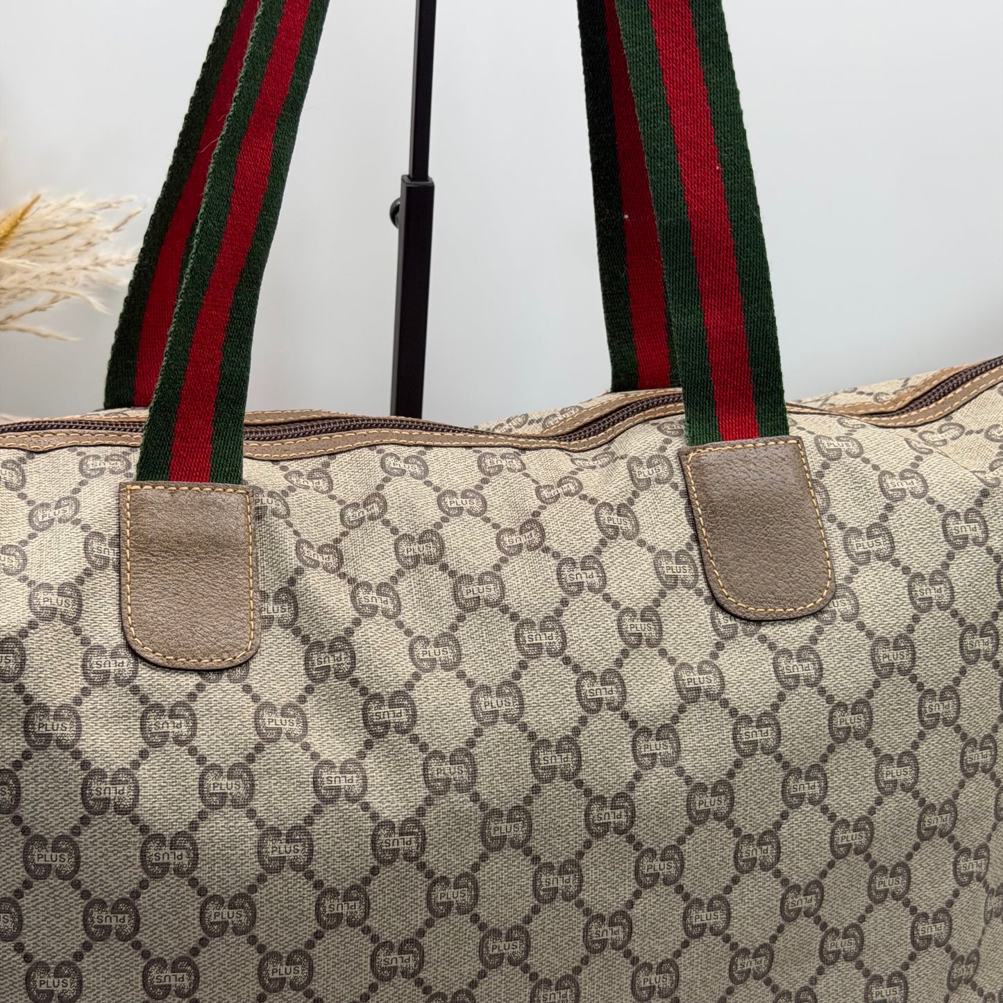 Authentic GUCCI GG Plus Jumbo Brown Travel Tote