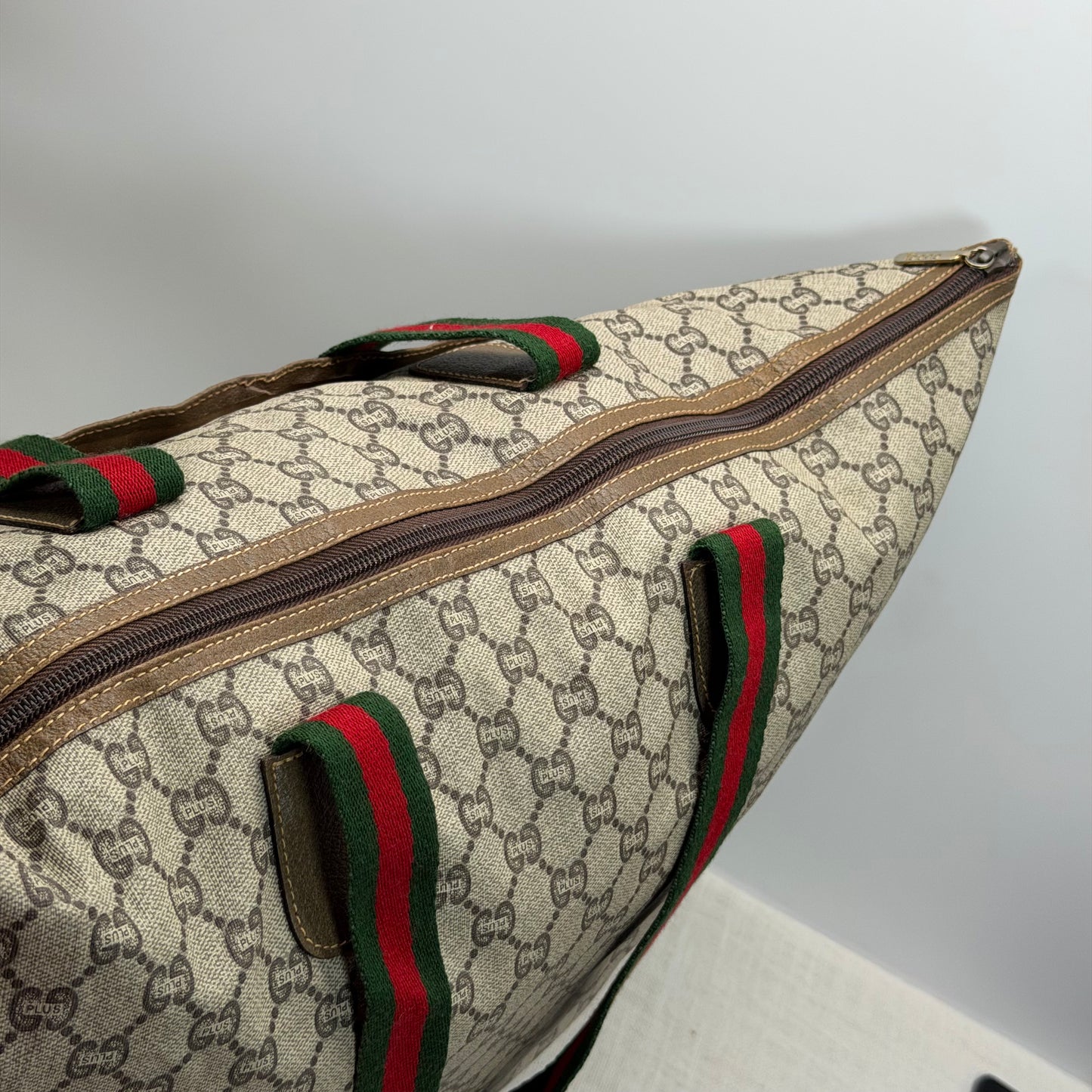 Authentic GUCCI GG Plus Jumbo Brown Travel Tote