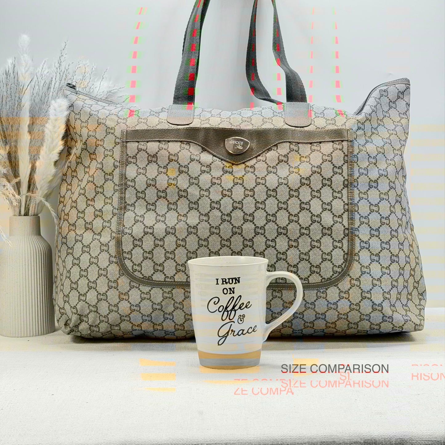 Authentic GUCCI GG Plus Jumbo Brown Travel Tote