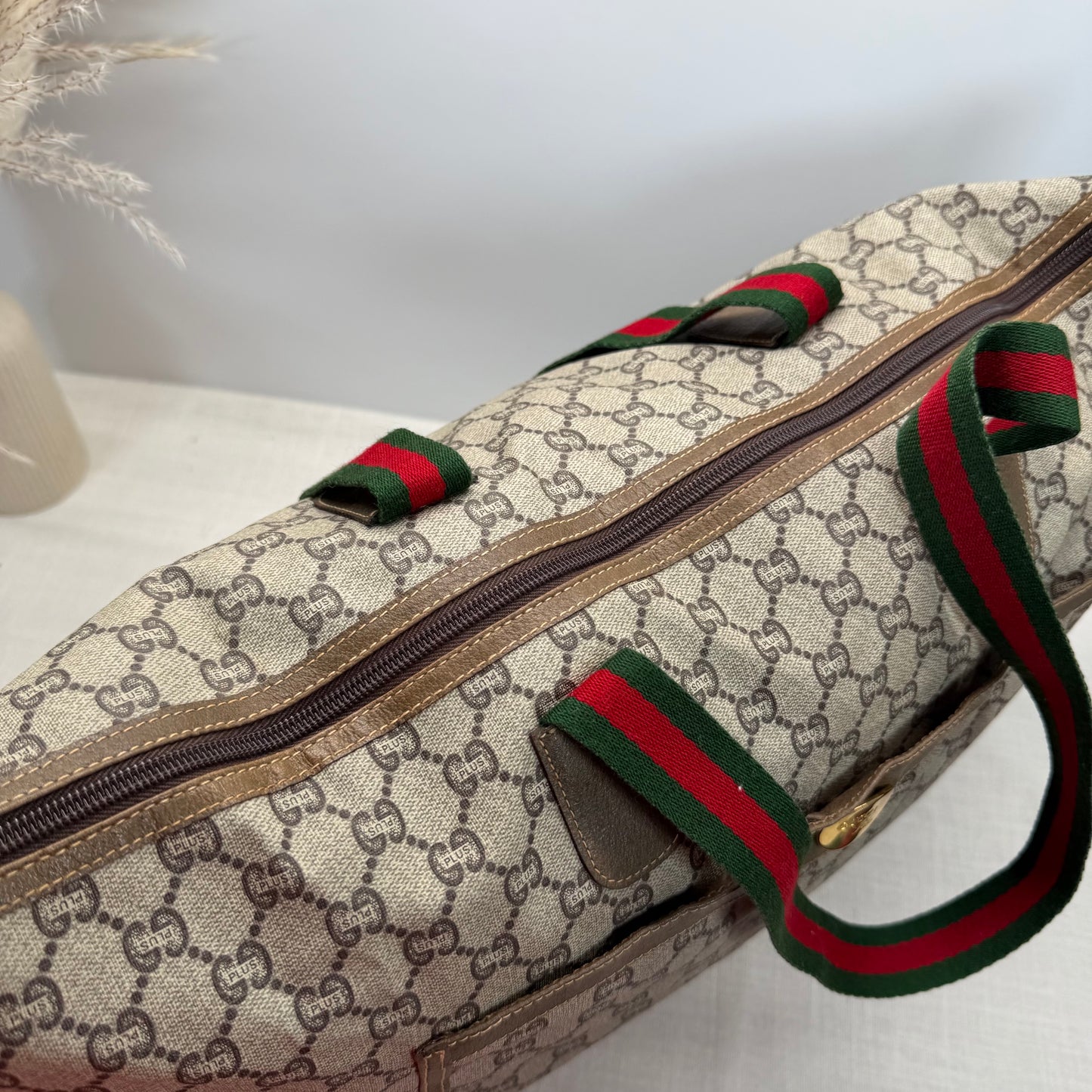 Authentic GUCCI GG Plus Jumbo Brown Travel Tote