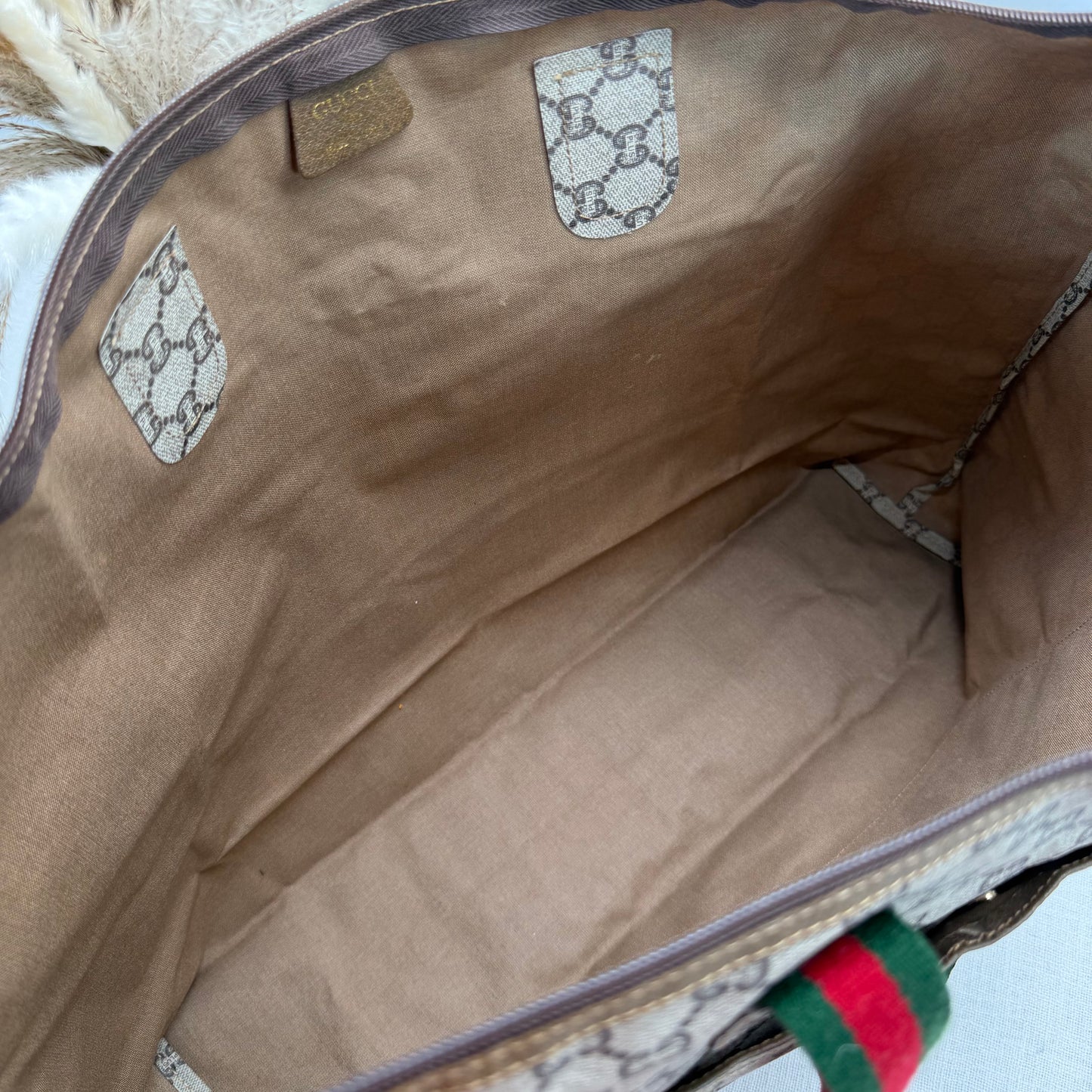 Authentic GUCCI GG Plus Jumbo Brown Travel Tote