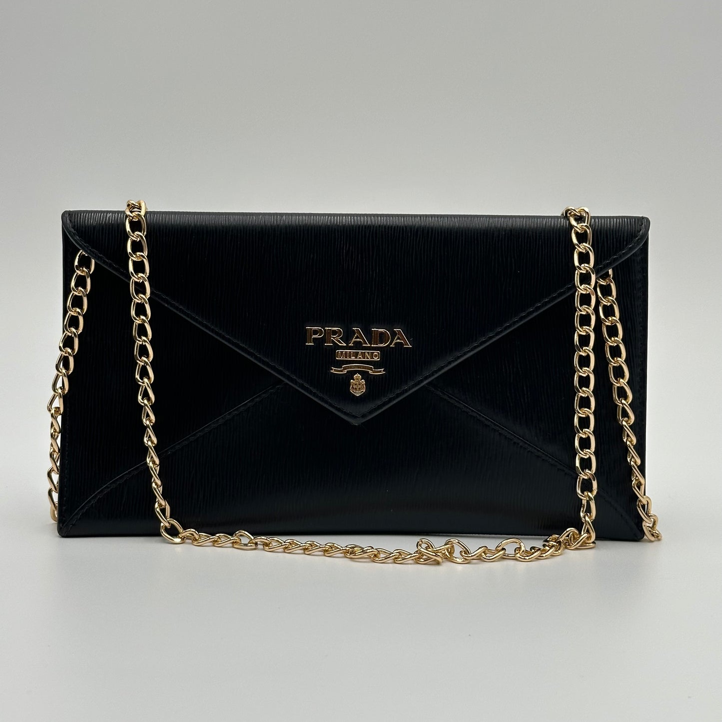 Authentic PRADA Black Saffiano Envelope Crossbody Wallet